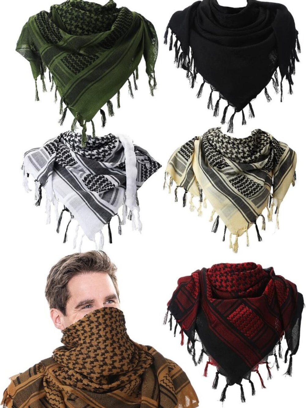 6 Pcs Tactical Desert Scarf Set, Military Shemagh Head Wraps for Outdoor Use